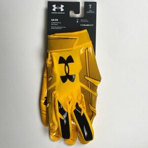 NWT Under Armour Men's F8 Football Gloves Glue Grip Yellow size Large